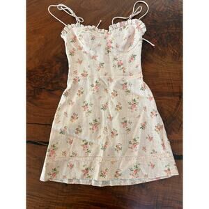 Rare Reformation Andie Linen Mini Dress in Penelope Floral 0